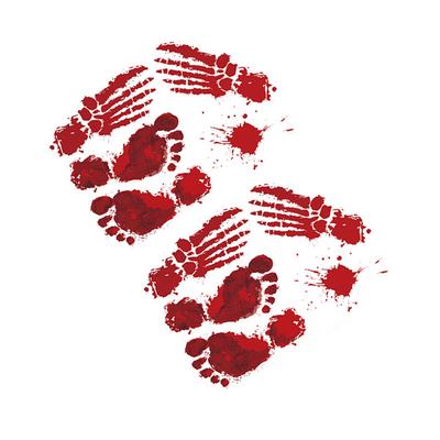 4er Set Halloween-Thema Wandaufkleber Rote Klatschfußabdruck Fußabdruck Aufkleber Heimparty Horror Dekoration