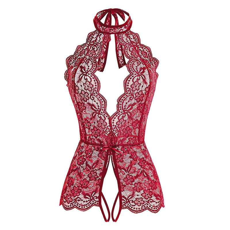 Newest Blue Sexy Women Underwear Transparent Lace Lingerie Set Floral Sleepwear Fishnet Erotic Lingerie One-Piece Bra Sets