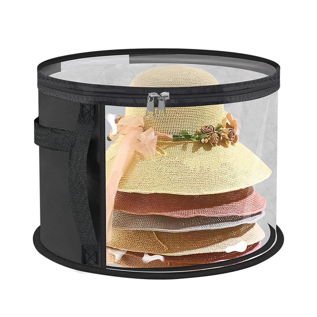 Transparent hat storage bucket Foldable round  hat storage bag portable travel hat storage bag household sundries storagebag