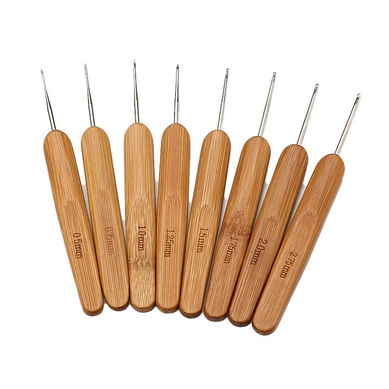 Carbonized Bamboo Handle Crochet Hook for DIY Knitting and Sweaters - Rounded Head