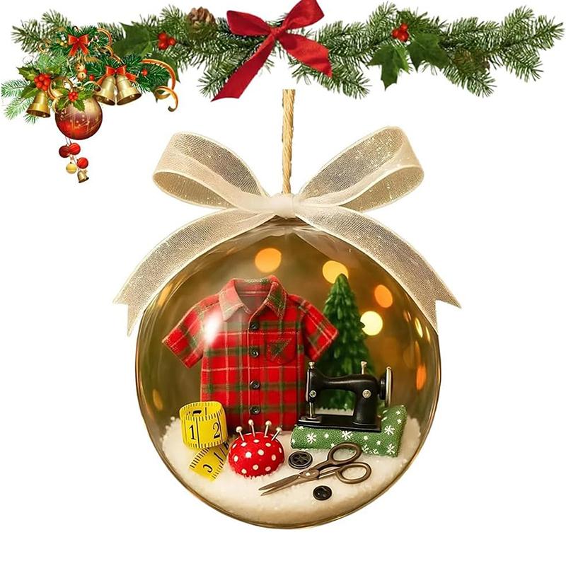 Ünnepi Varrás Hógömb Dísz, Vintage Varrógép Karácsonyfa Dísz, Meleg Téli Otthon Dekoráció