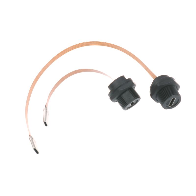 1 Pezzo Impermeabile Ip67 Ip68 Tipo C Femmina a Maschio Pfc Cavo Piatto 3.1 Filettato Tipo Type-C 3.1