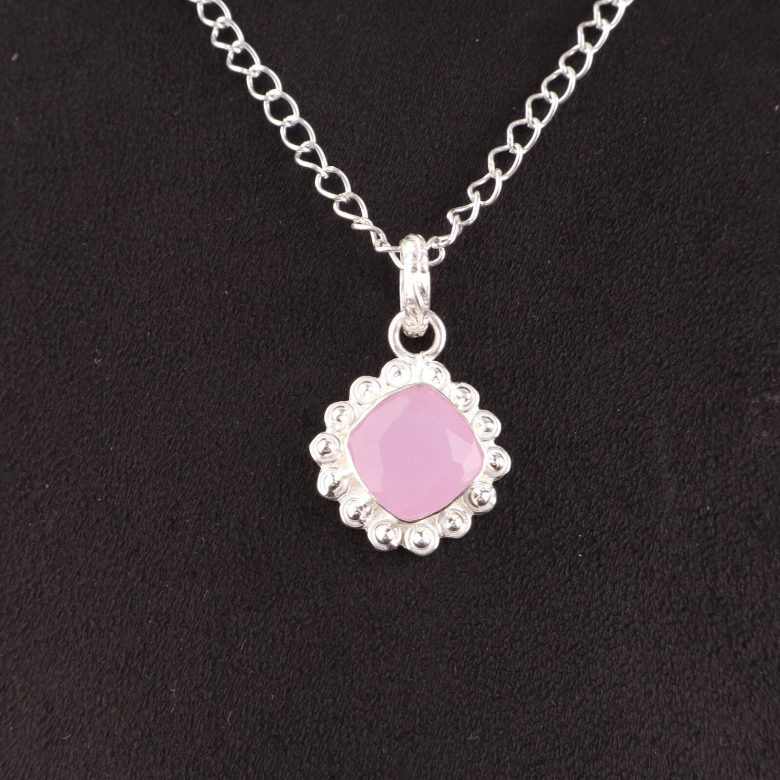 

Natural Rose Chalcedony 925 Sterling Silver Trendy Wedding Boho Pendant Jewelry PP-34-15