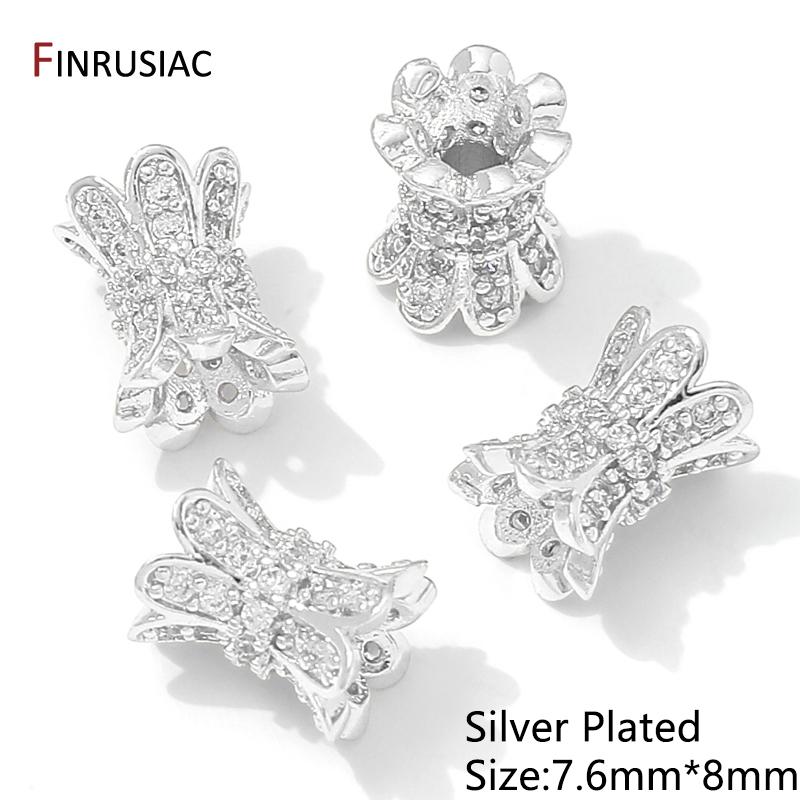 

14K Gold Plated Brass Inlaid Zircon Spacer Beads,Hollow Out Bead Separators For DIY Bracelet Necklace Jewelry Making Accessories 1pieces