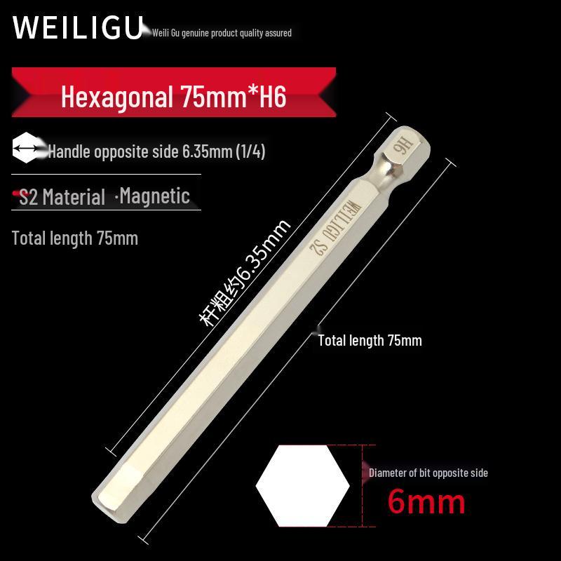 Electroplated Anti-Rust Hex Bit Set, S2 Steel, Extended Pneumatic Air Driver, Hex Socket Screwdriver.