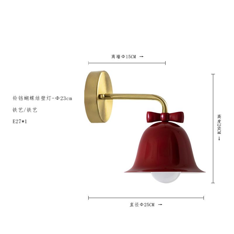 Nordic Ins Cream Glass Bowknot Bell Wall Lamp Bedside Bedroom E27 LED Wall Mounted Kitchen Island Kids/Princess Room Store Cafe