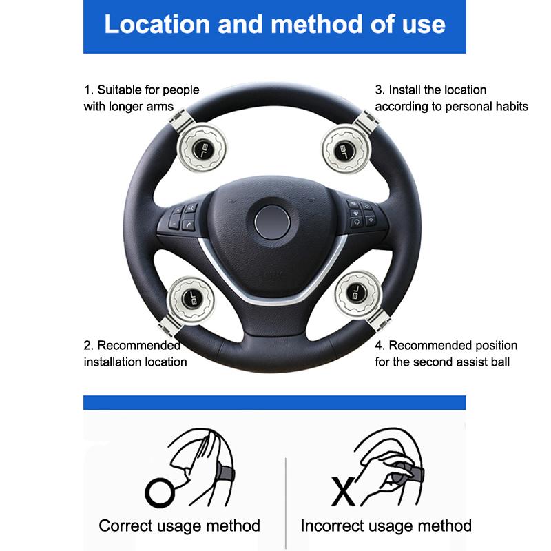 Car Steering Wheel Booster Ball Turning Spinner Knob Bearing Power Handle Rotating Universal Auto Accessories Labor Saving Kit