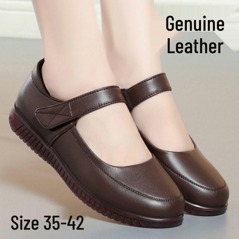 

Туфли из натуральной кожи на плоской подошве с нескользящей подошвой, удобные, для мамы и бабушки, мягкая подошва, большие размеры, весна/осень 2025. 41