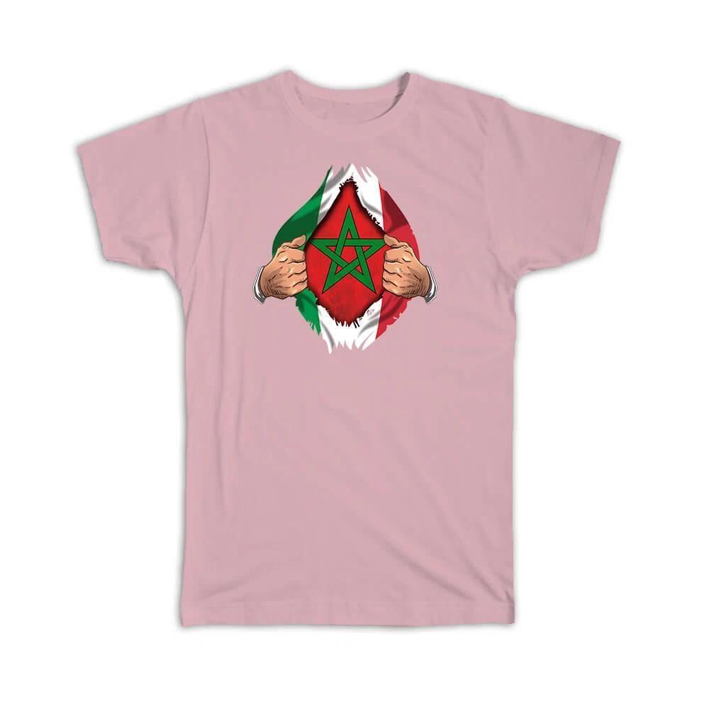 Gift T-Shirt : Morocco Italian Flag Chest Moroccan 3XL