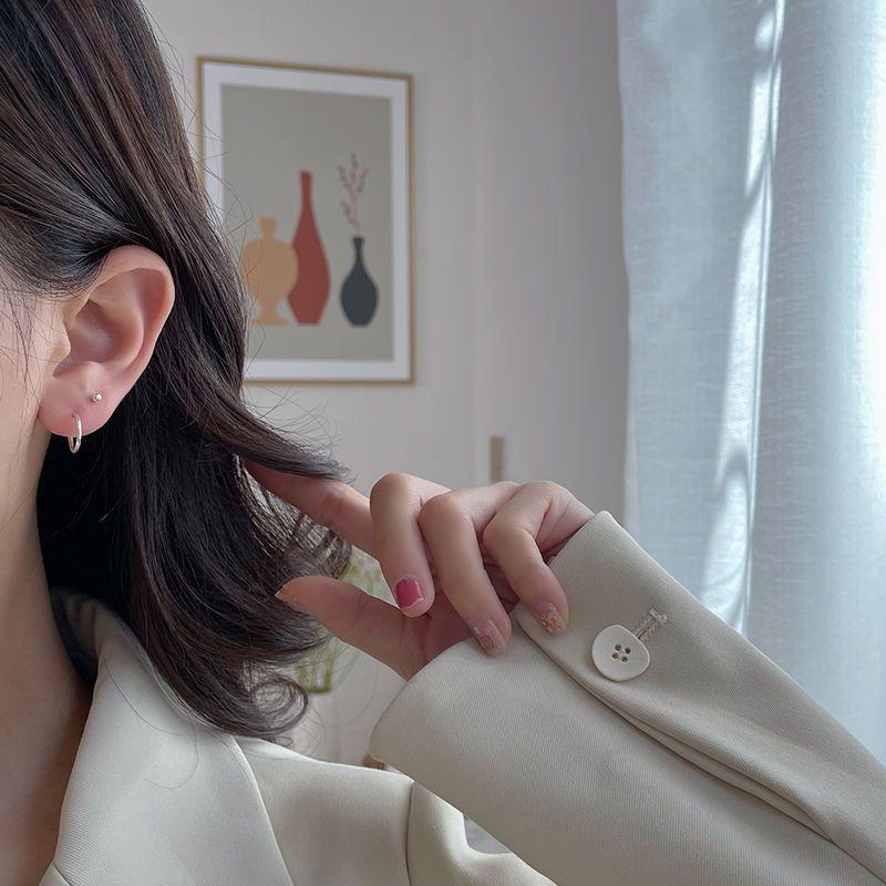 6Pcs/Set Korean Simple  Stud Earring Set C Shaped Zircon Earrings