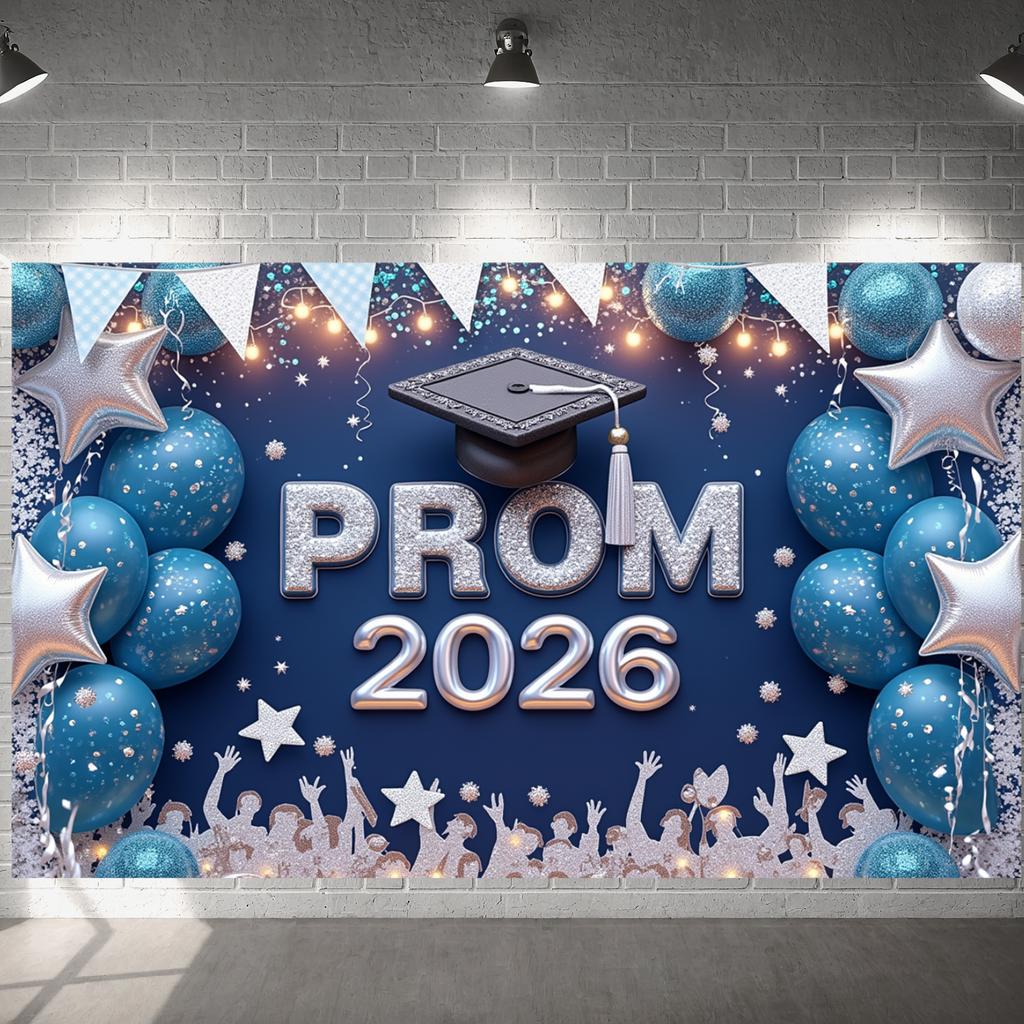 Congrats Grad Background Graduation Cap Grad Event Banner Graduation Celebration Banner Black Gold  Grad Party Banner