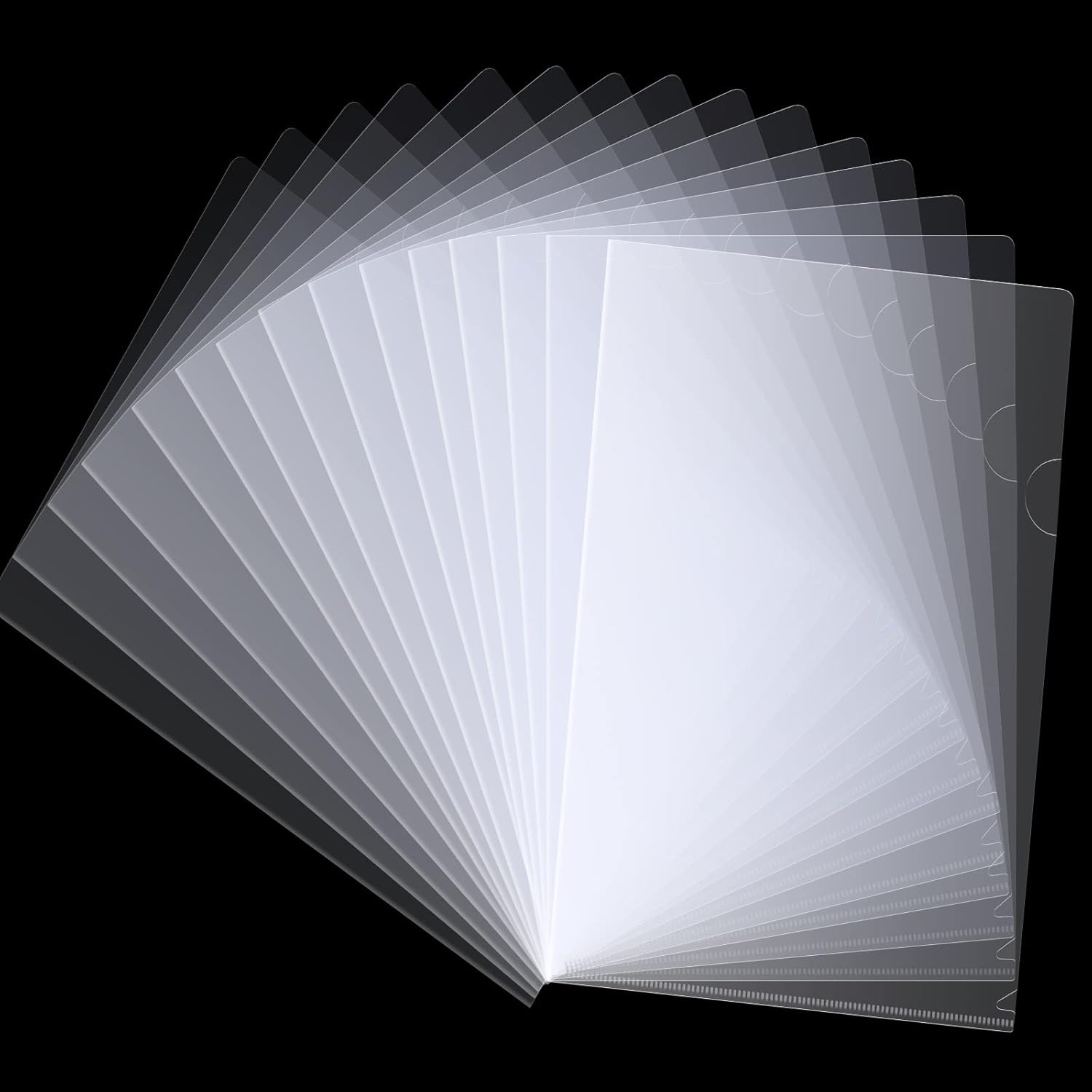 100 Pcs Clear Document Folder Project Pocket for US Letter / A4 Size - Transparent L-Type Plastic Folder