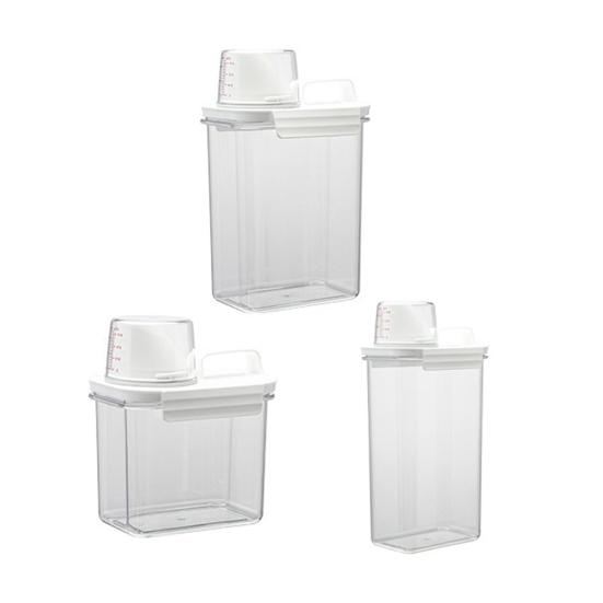 Luftdichter Lebensmittelaufbewahrungsbehälter Kunststoff Küchen Organizer Behälter mit Ausgießnase und Messbecherdeckel für Trockenfutter Reis Zucker Tierfutter
