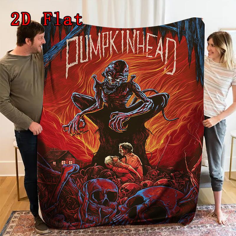 Horror Pumpkin Head 2D Flat Pattern Flannel Blanket High quality All Seasons Warmth and Comfort Perfect for Christmas Gifts.SMT0917376