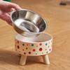 Anti-Spill High-Footed Stainless Steel Pet Bowl for Cats and Dogs with Neck Protection