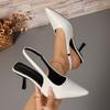 Fashion Women's Summer New Style Sexy Pointed Toe Simple Solid Color High Heels PU Leather Outdoor Casual Party Dress Women's Sandals