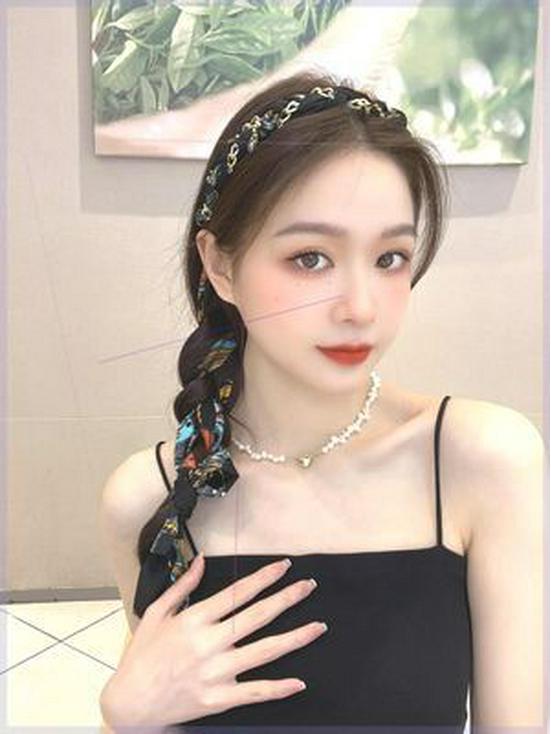 

Ретро атласная цепочка-ободок и шелковый шарф-лента для волос