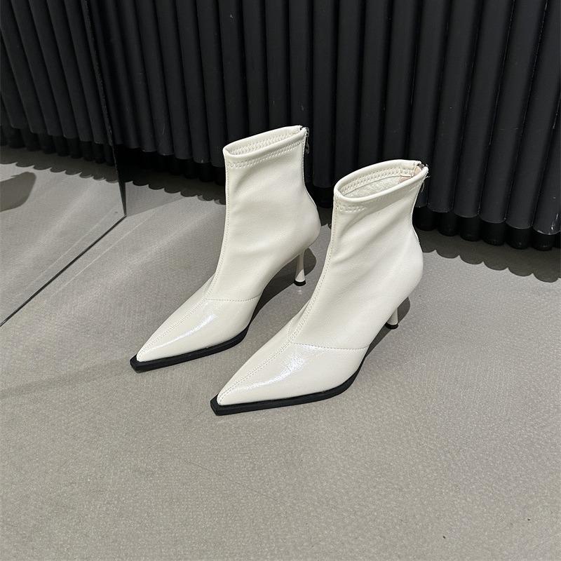 2025 Autumn and Winter New Fashion Versatile Pointed Simple Niche Design Fashion Boots Thin Heel Thin Boots Martin Boots