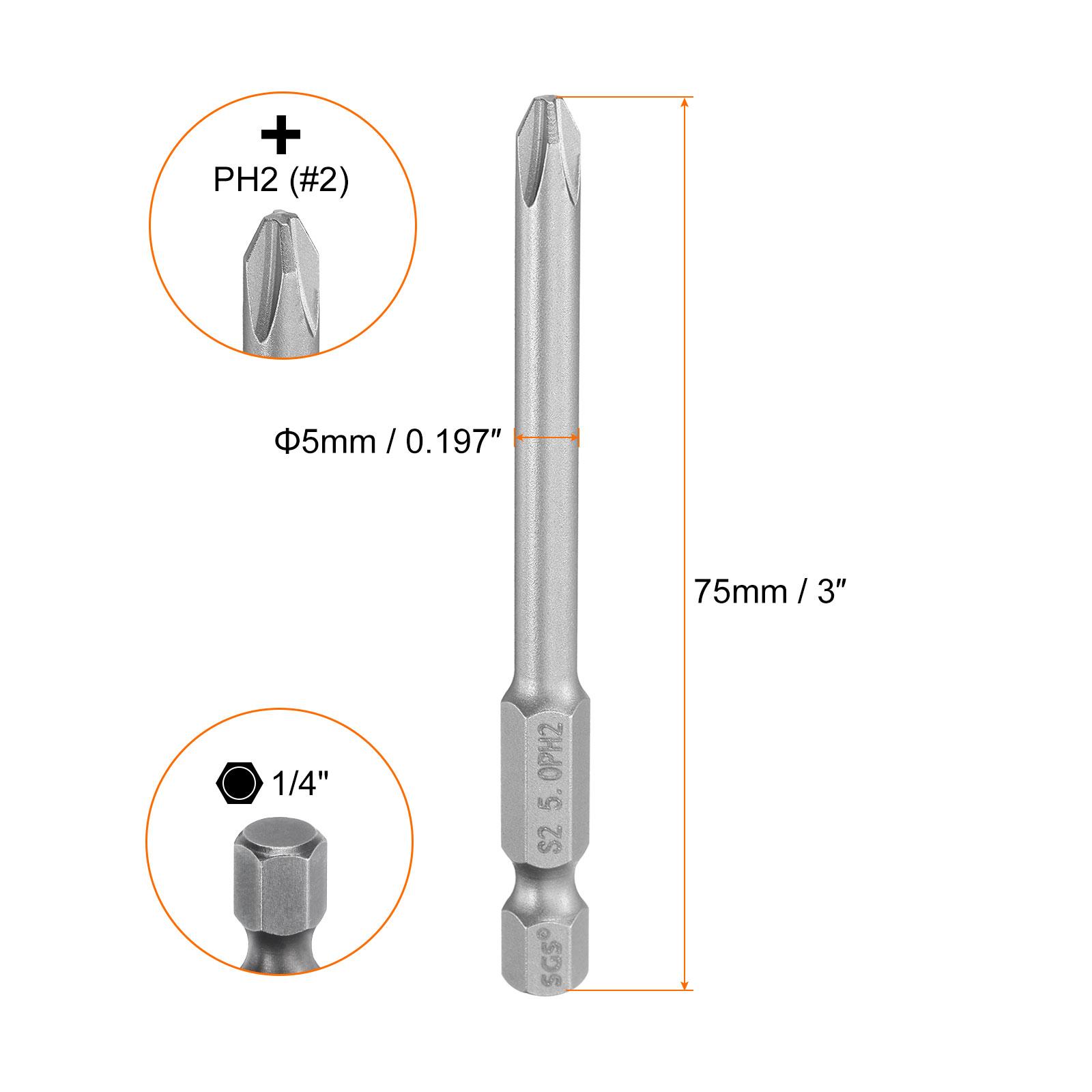 

1/5/10pcs Phillips Screwdriver Bit PH0 PH1 PH2 PH3 1/4 Hex Shank Magnetic Industrial Cross Head Electric Drill Bits 75mm Long 1pcs