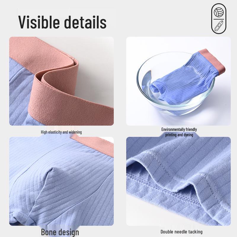 Men's Plus Size Pure Cotton Boxer Briefs - Antibacterial, Comfortable, Breathable, Mid-Rise