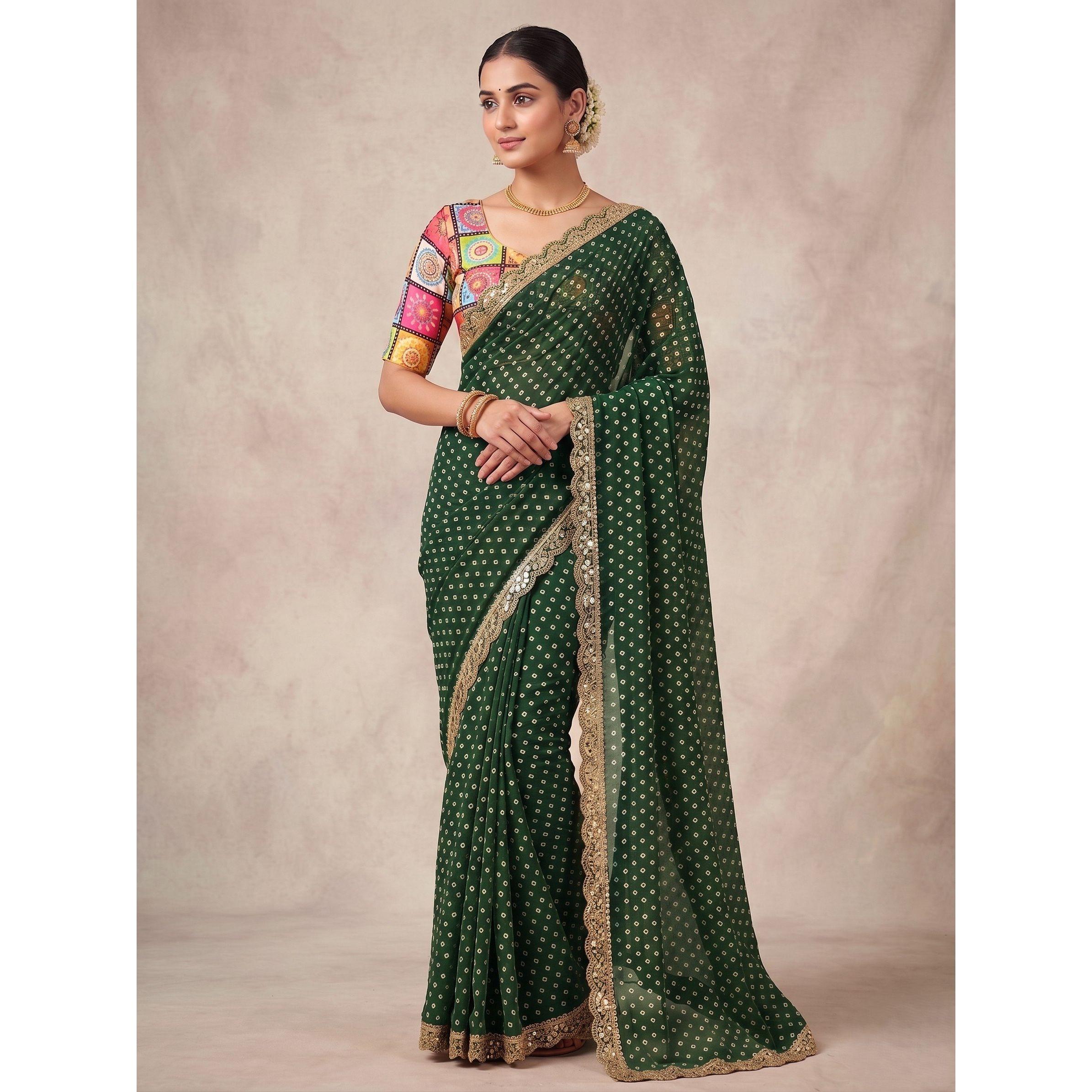 Elegant Soft Georgette Silk Embroidery Saree with Sequins Work