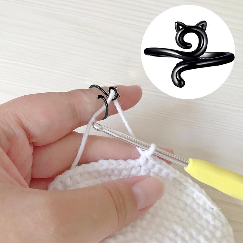 Adjustable Knitting Crochet Loop Ring Knittied Yarn Guide Finger Faster Holder for Crochet Thimble Thread Ring Sewing Tools