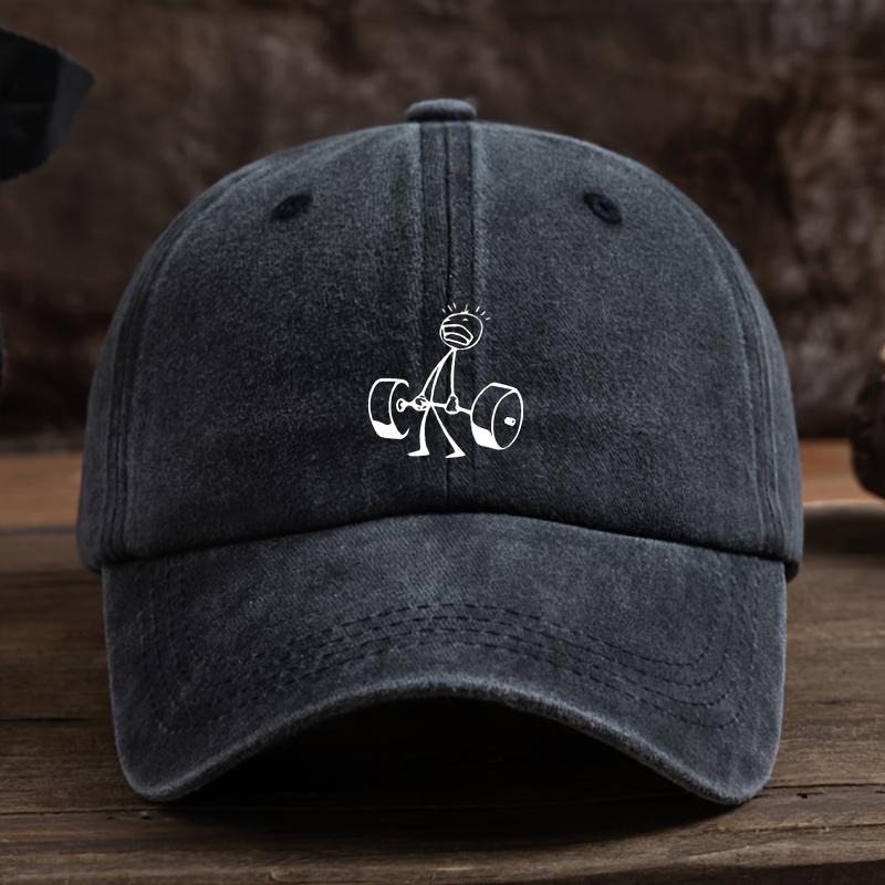 Fun Little Unisex Weightlifting Print Baseball Cap Unisex Outdoor Fashion Versatile Duckbill Hat Trendy 1pc