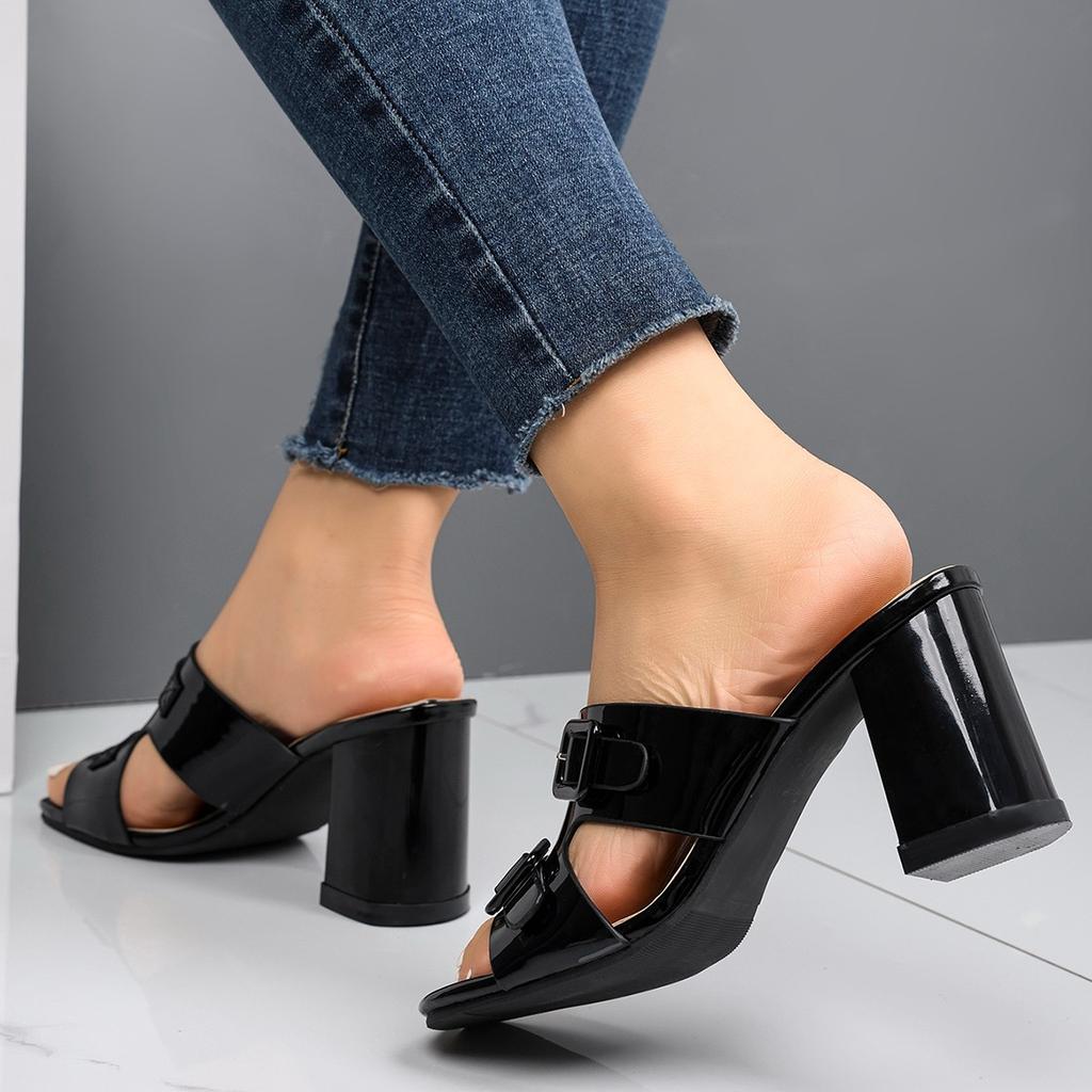 Außenhandel High-Heel-Slipper Sommer neu große Größe Römische Mode dicker Absatz Temperament Trend coole Slipper Damen