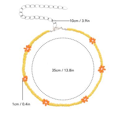 Colorful Flowers Beaded Necklace   Cute Jewelry Colorful Flowers Beads Collar for Girls