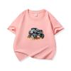 Kids Cotton T Shirt Trendy Watercolor Offroad Car Print Crew Neck Short Sleeve Tee Casual Boys Girls Summer Tops