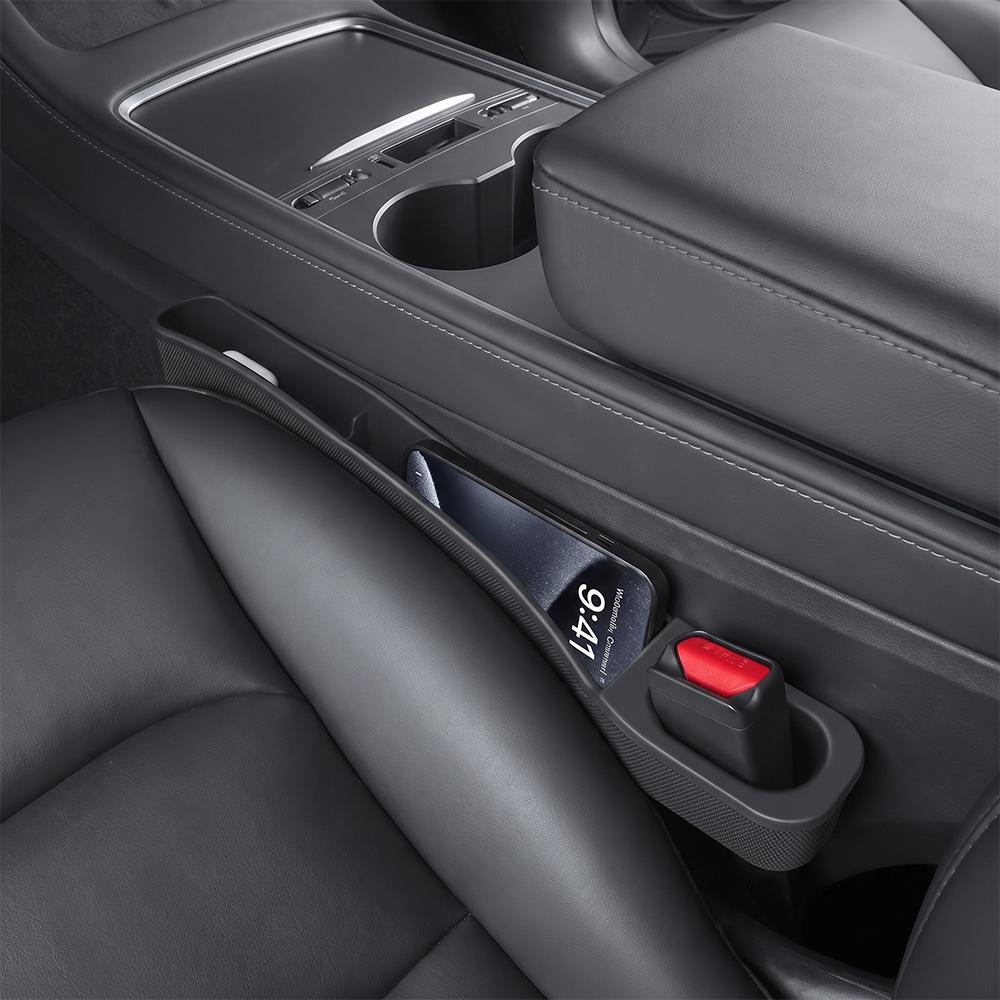 Car Seat Gap Filler Organizer TPE Side Seam Car Gap Filler Leakproof with Storage for Tesla Model 3 Highland Model Y Juniper