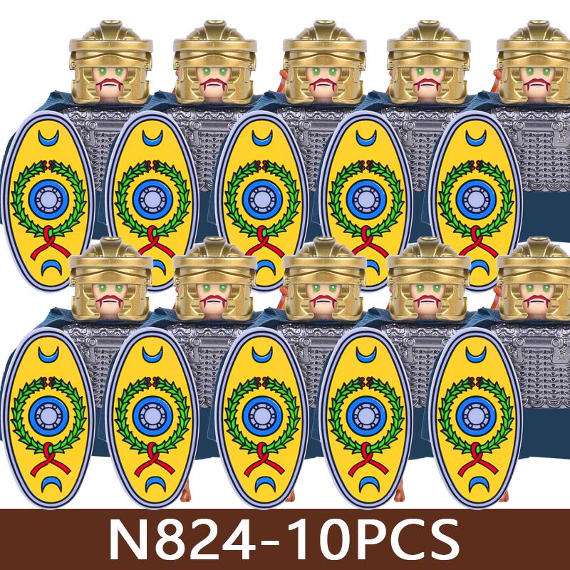 Medeltida Slottssoldat Figurer Byggklossar Militär Armé Riddare Romersk Krigare Infanteri Milis Orcher Tillbehör Klossar Leksaker