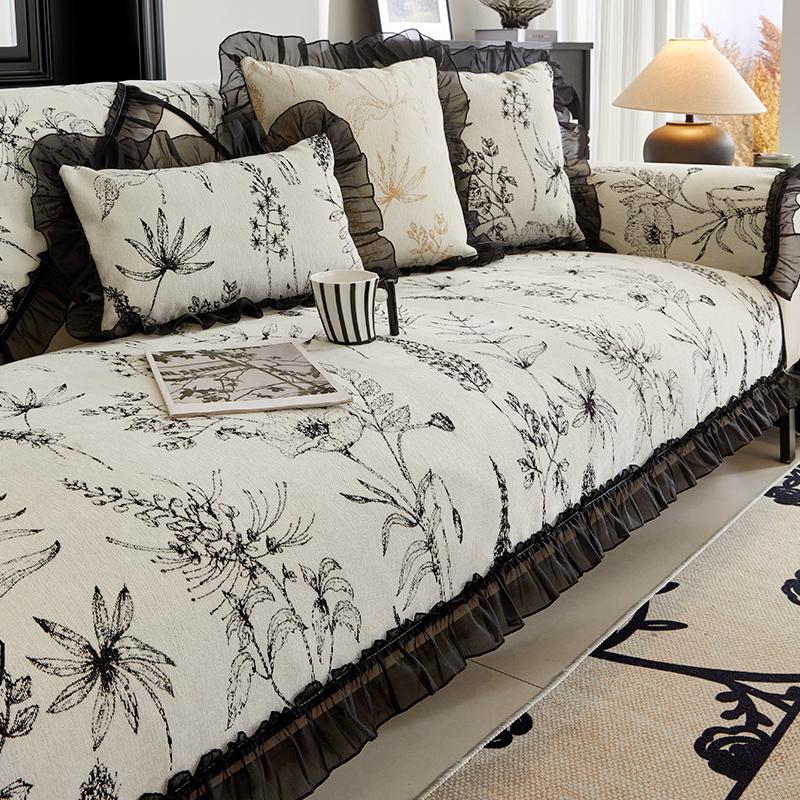 Light Luxury Sofa Cushion New Four Seasons Universal Chenille Straight Row Cushion Non-slip Sofa Cover Cover Cloth