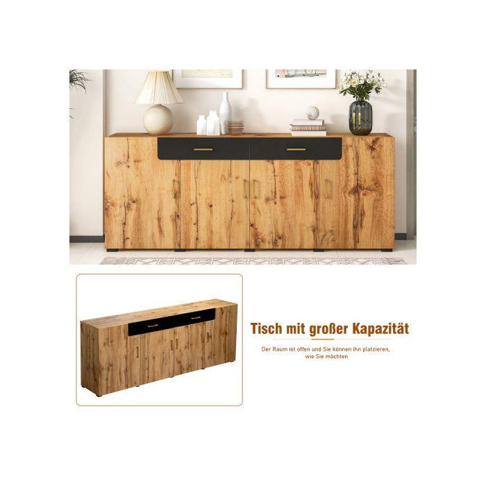 Sideboard, Armoire De Cuisine, Armoire De Rangement , 208 X 39.5 X 80 Cm, Commode Avec 4 Portes, 2 Tiroirs, Buffets