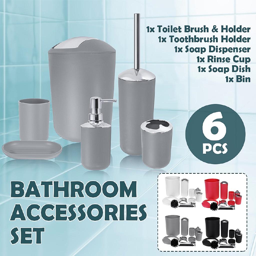 6 In 1  Bathroom Wash Set Bathroom Plating Six Sets of Soap Dispenser/Toothbrush Holder/Glass/Soap Box Bathroom Supplies