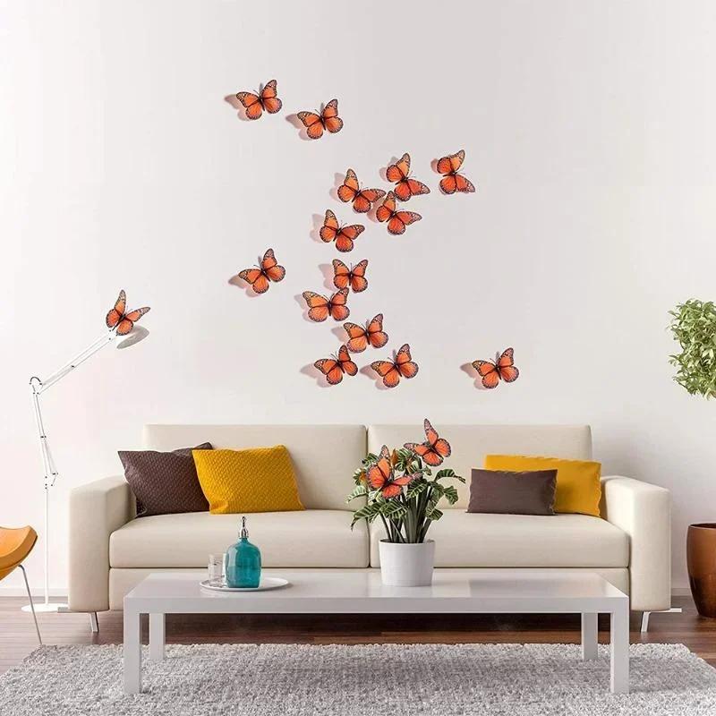 10 pezzi Adesivo Farfalla Monarca 3D Farfalle Finte per Artigianato Decorazione Murale Farfalla Artificiale per Casa Camera da Letto Festa di Matrimonio