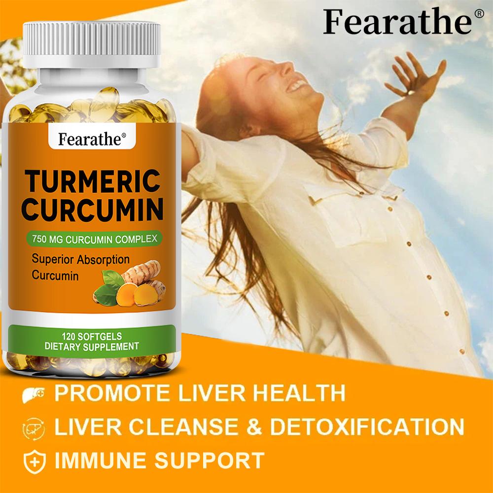 Capsule di curcumina ad alta purezza + estratto di pepe nero 750mg, 120 Capsule