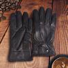 Winter Cycling Gloves Men Women Black Faux Leather Wind Resistant Gloves Warm Fleece Lined Gloves for Driving Outdoor Activities