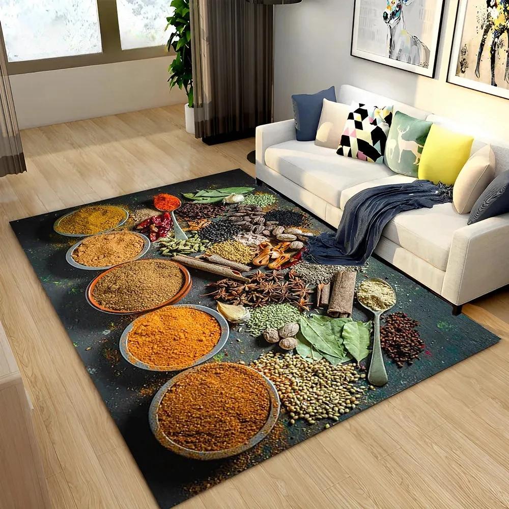 Modern Kitchen Spice Seasoning Grain Pattern Decorative Carpet Restaurant Entrance Door Cushion Home Floor Mat Rug Home Decor