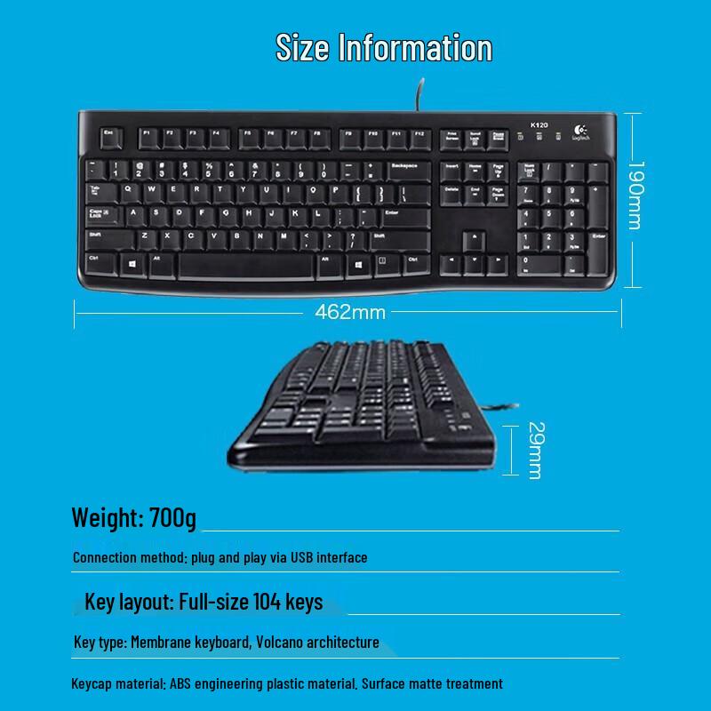 Logitech K120 Full-Size Wired USB Keyboard