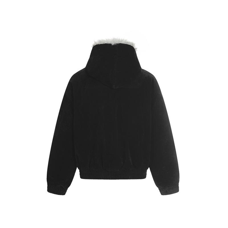 American Style Men's Cotton Coats Hooded Faux Fur Metal Single Breasted Loose Solid Color Male Winter New Jackets CPG4887