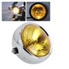 Retro Yellow Lens Motorcycle Round Modified Front Headlight Fits CG125 GN125 Headlight Bulb Assembly
