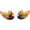 VOSAREA 2 Stück Holz-Mandarinen-Ornament Handgeschnitzte Figuren Miniatur Liebesvogel Dekor Kunstskulptur Hochzeit Sammlerstück Dekor