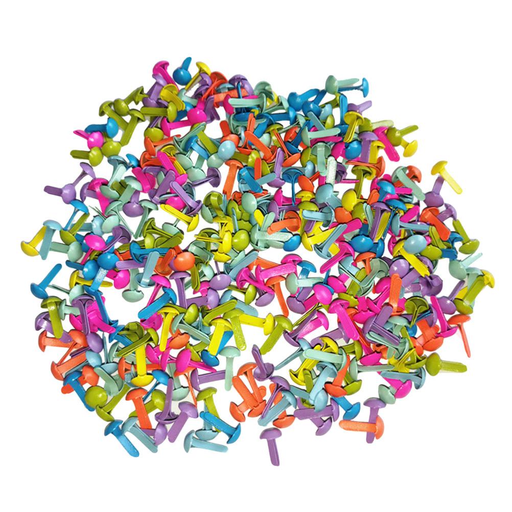 100Pcs Mini Round Colored Brads Assorted Pastel Shades Metal Two-Prong Brads for Scrapbooking DIY Crafts 8x20mm