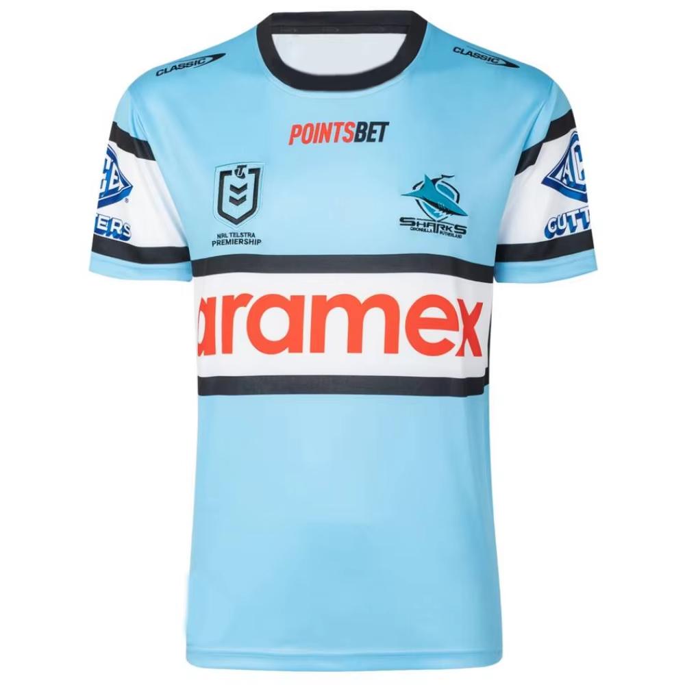 Nové horké prodávané podepsané 2025 Cronulla Sharks NRL Rugby League dres - Důkaz COA - 26 podpisů Děti Dospělí Rychleschnoucí tričko Top