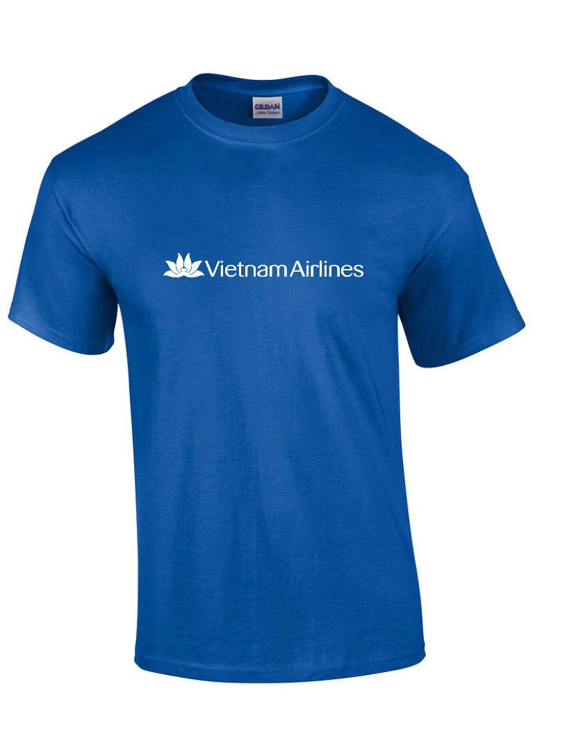 Vietnam Airlines White Logo Vietnamese Airline Royal Blue Cotton T-Shirt 2XL