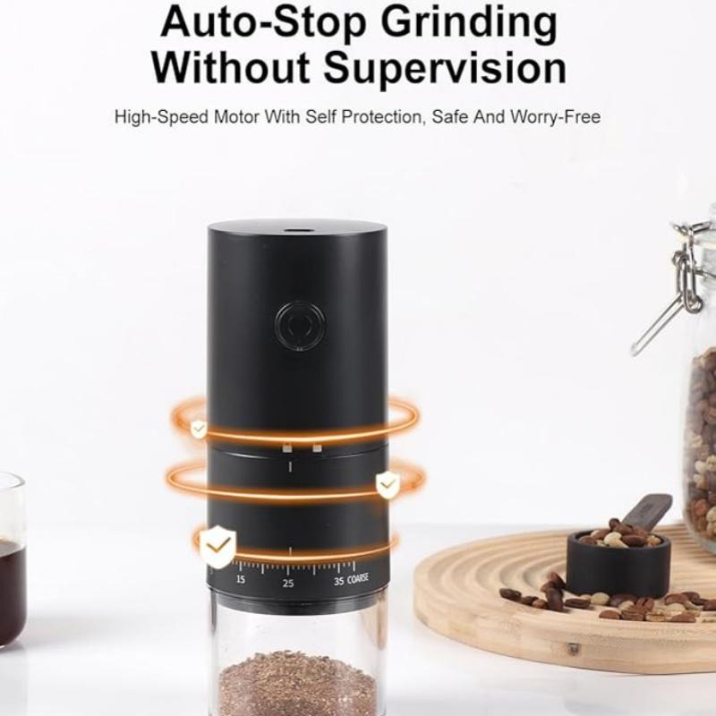 38-Grade Adjustable Electric Coffee Grinder - Ceramic Burr with One-Touch Operation, USB-C Fast Charging & Long-Lasting Battery for Espresso/Pour Over
