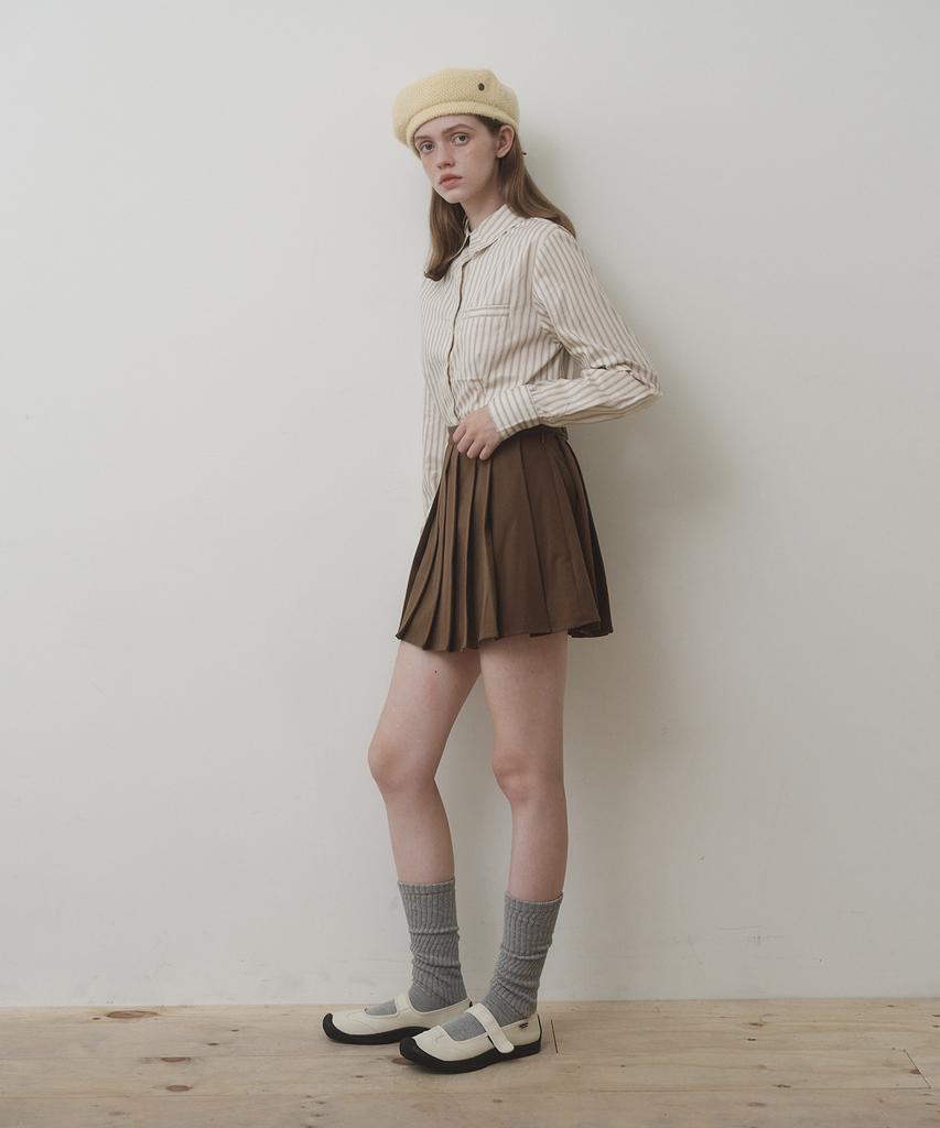 Belloel Basic Pleated Skirt Brown