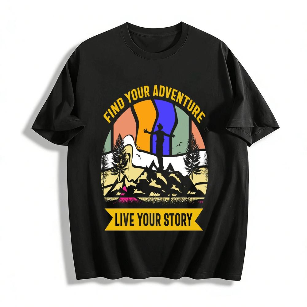 Adventure Print Outdoor Tee Find Your Adventure Live Your Story Pure cotton T-shirt XXS