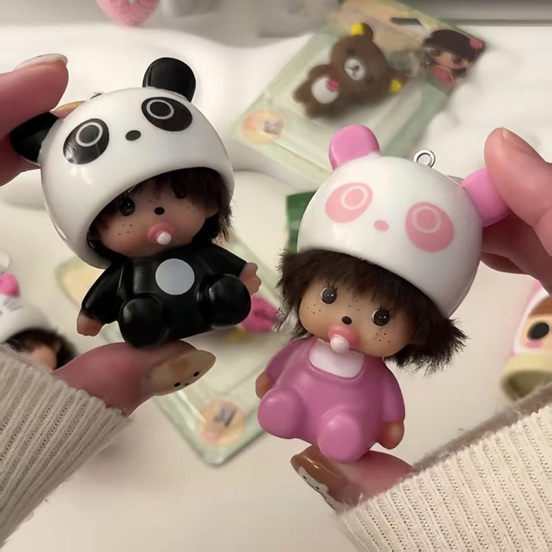 Monchhichi Kitty Keychains Sanrio Hello Kitty Pouch Charm Adorable Cartoon Keychain Phone Chain girls' Birth Date Present Monchichi Decor